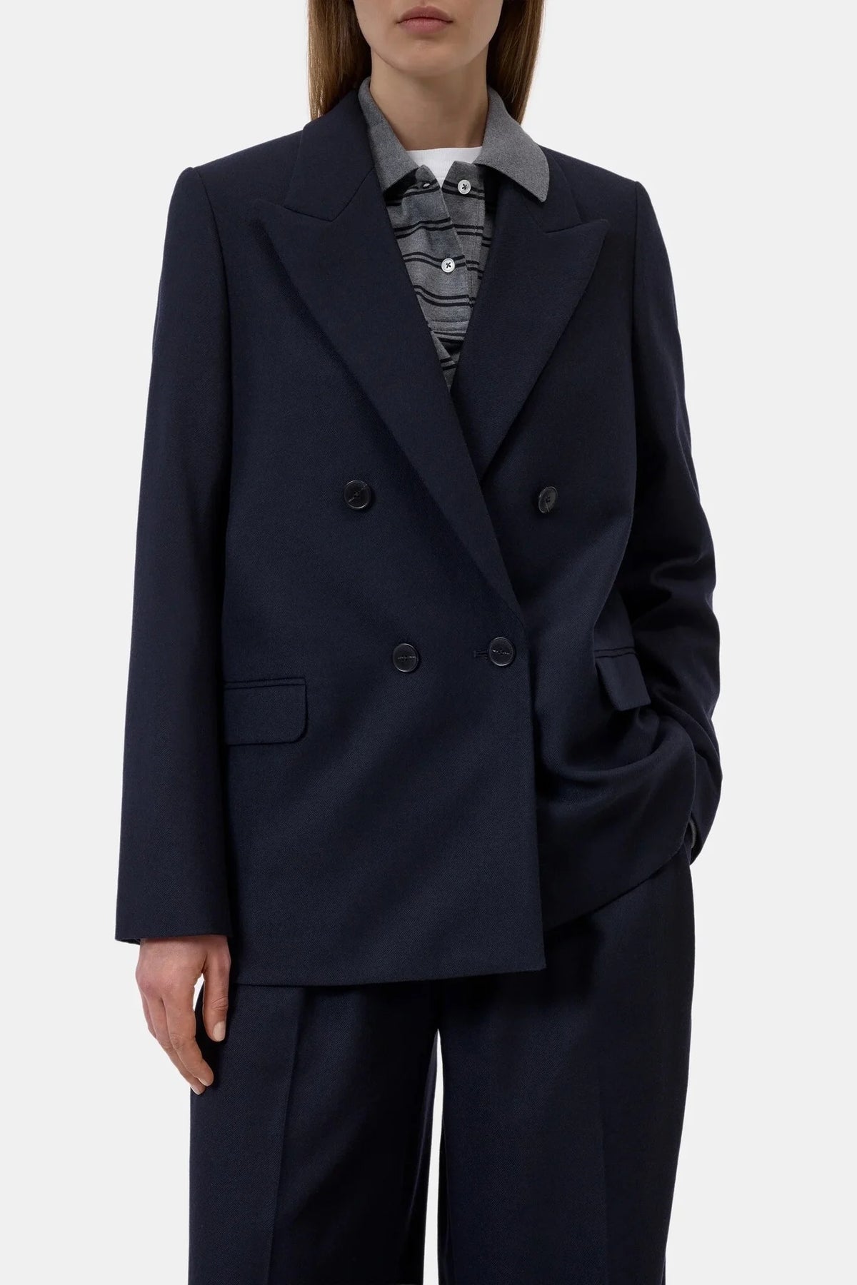 Taillierter Zweireiher-Blazer - Dark Night