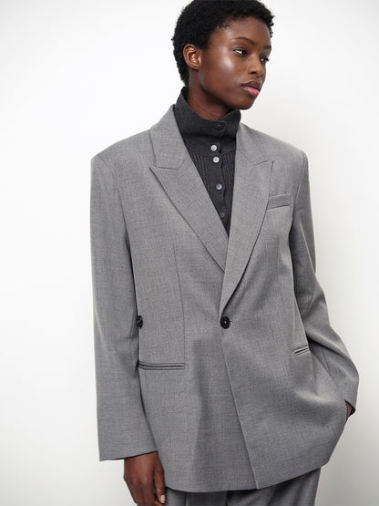 Bolton Wrap Blazer - Granite Grey Melange