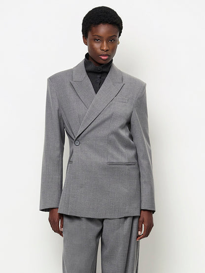Bolton Wrap Blazer - Granite Grey Melange