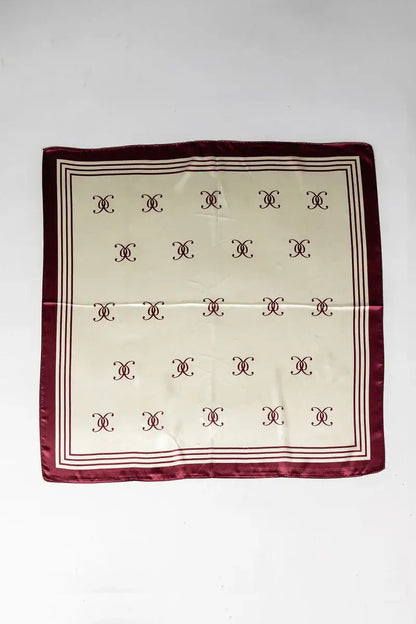 Elle Silk Scarf - Creme Burgundy