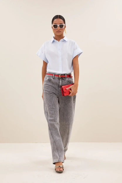 Begum Grey Pants - Grey denim