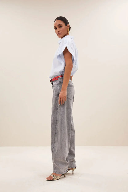 Begum Grey Pants - Grey denim