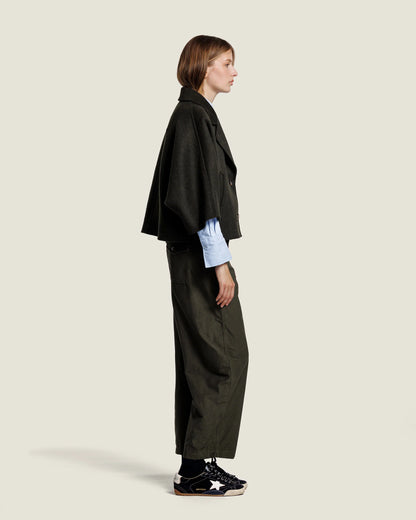 Celine Wool Cape - Dark Green