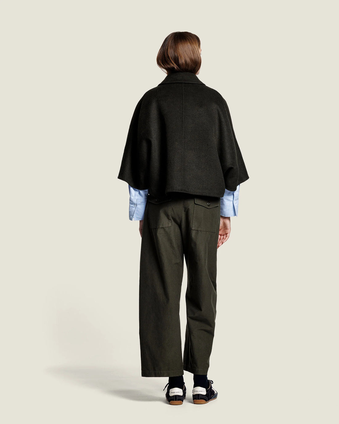 Celine Wool Cape - Dark Green