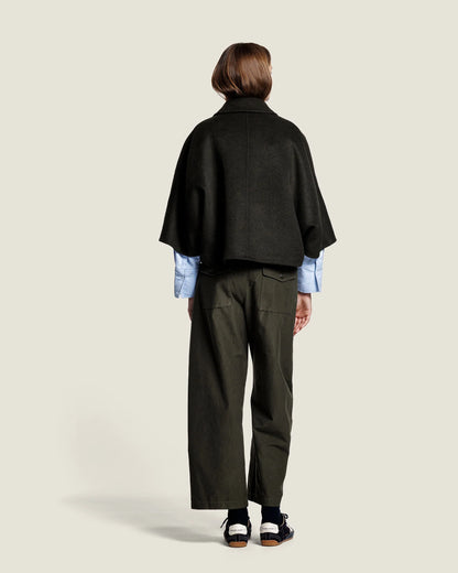 Celine Wool Cape - Dark Green
