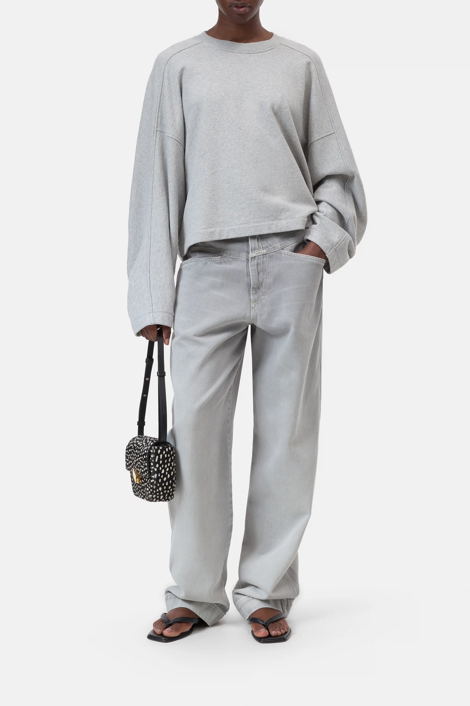 Gathered Sweatshirt - Light Grey Melange