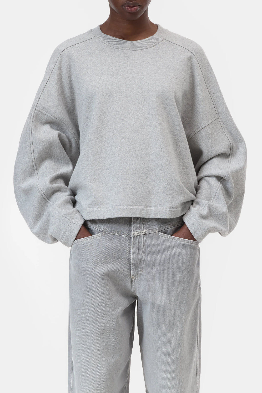 Gathered Sweatshirt - Light Grey Melange