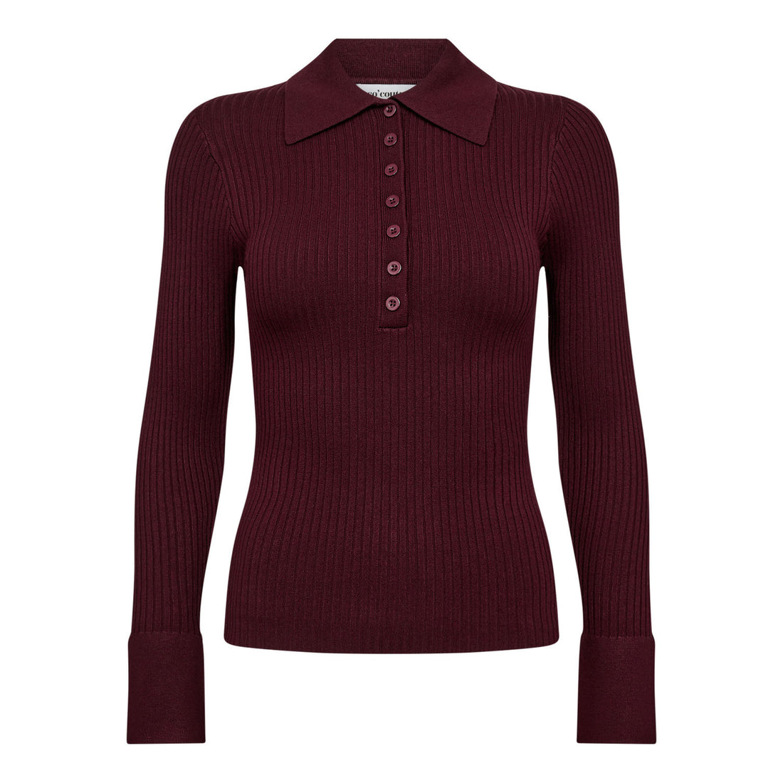 BonnyCC Polo LS Knit - Winered