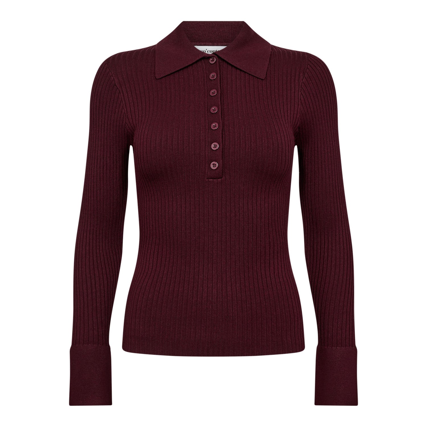 BonnyCC Polo LS Knit - Winered