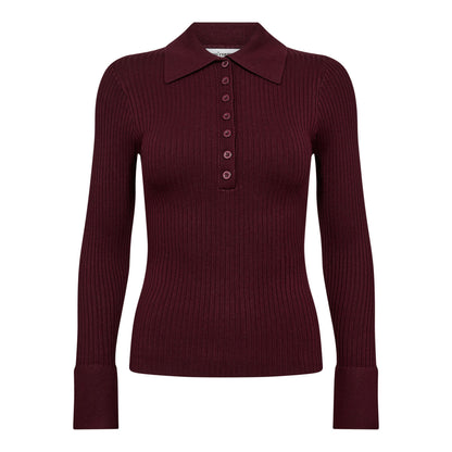 BonnyCC Polo LS Knit - Winered