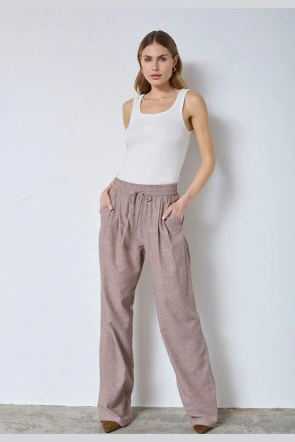 JihoCC Stripe Pant - Brown