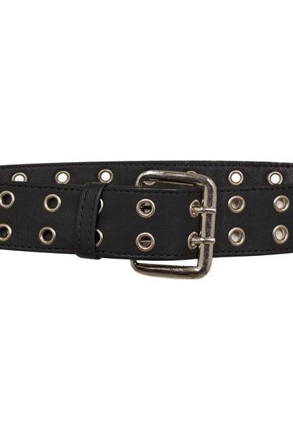 PhoebeCC Leather eyelet Belt - Black