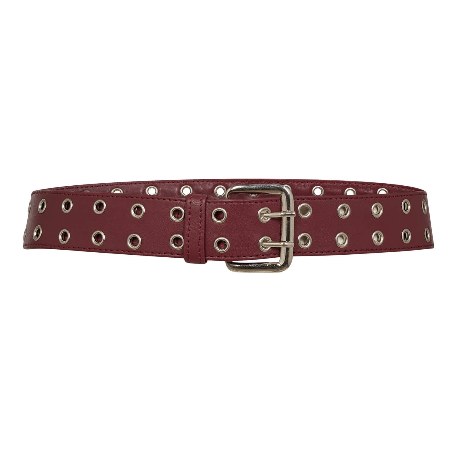 PhoebeCC Leather eyelet Belt - Burgundy