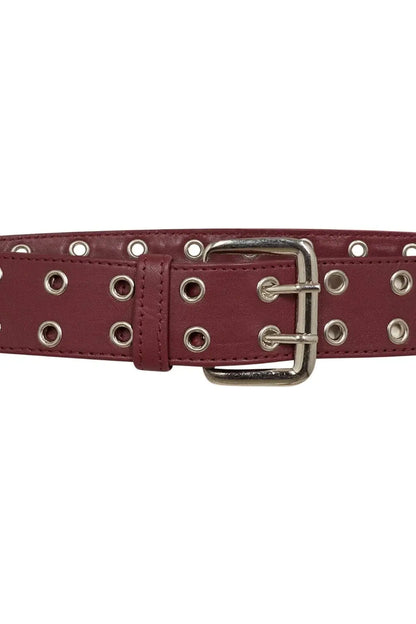 PhoebeCC Leather eyelet Belt - Burgundy