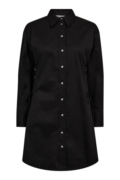 PoppyCC Eyelet Tie Shirt Dress - Black