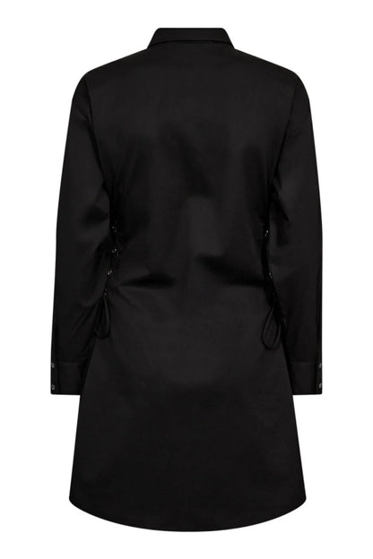 PoppyCC Eyelet Tie Shirt Dress - Black