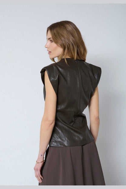 GittCC Pleat Top - Dark Brown