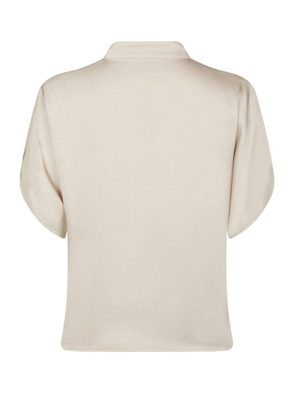 Anelle Heavy Sateen Blouse - Pearl