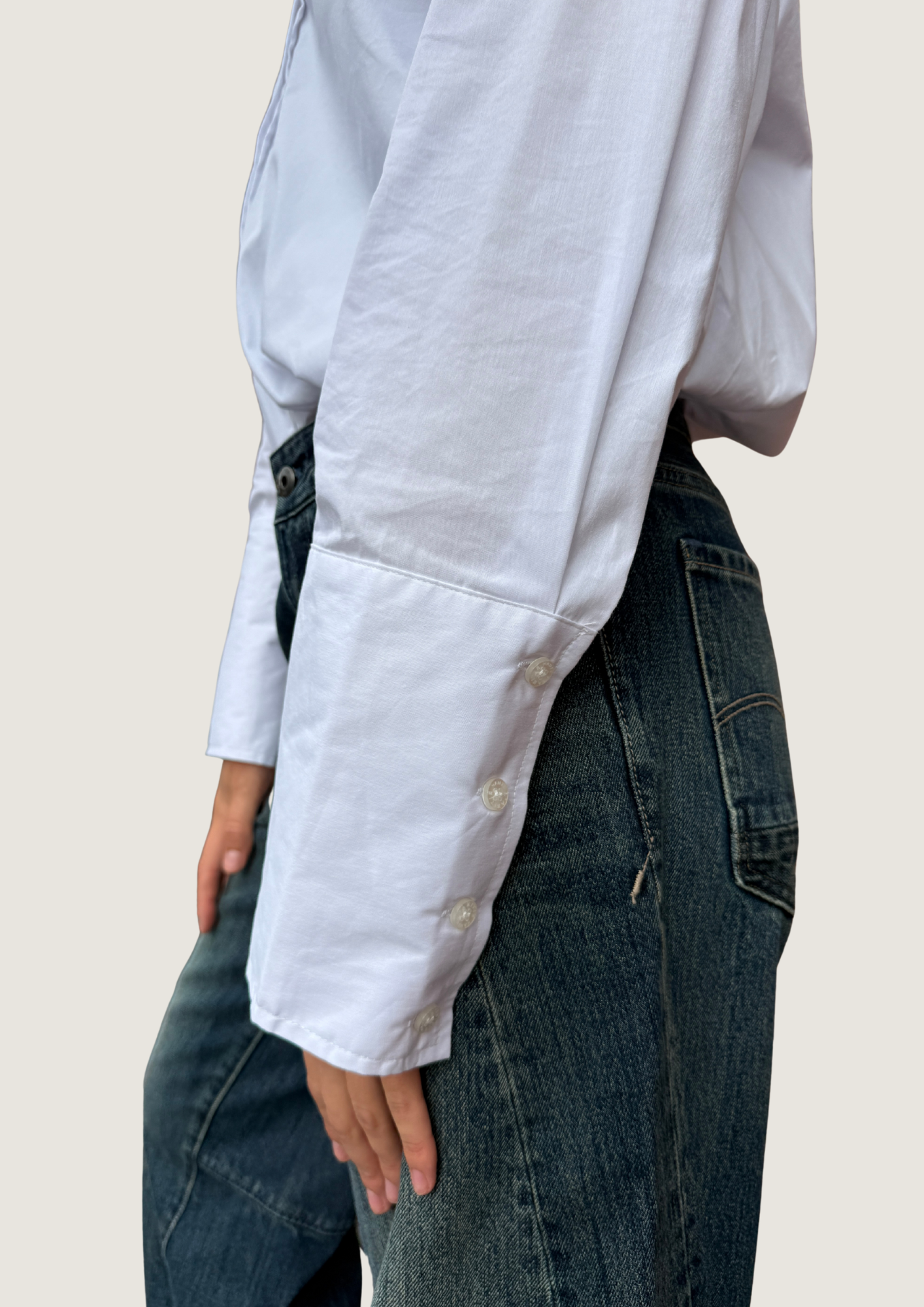 Cuff Balloon Shirt - White