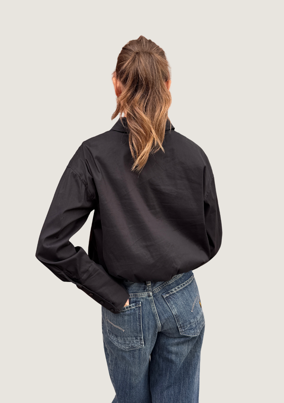 Cuff Balloon Shirt - Black