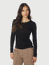 Nella Fine Rib Blouse - Black