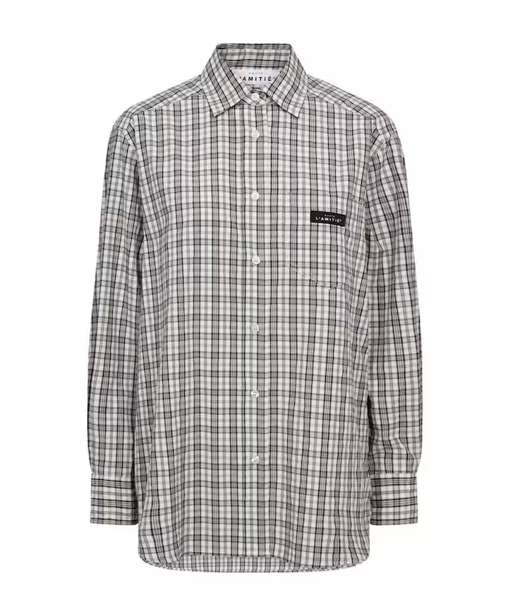 Button Down Mini Check Shirt - Offwhite/Beige