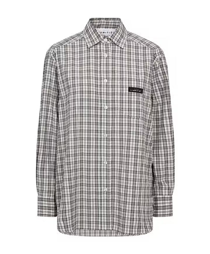 Button Down Mini Check Shirt - Offwhite/Beige