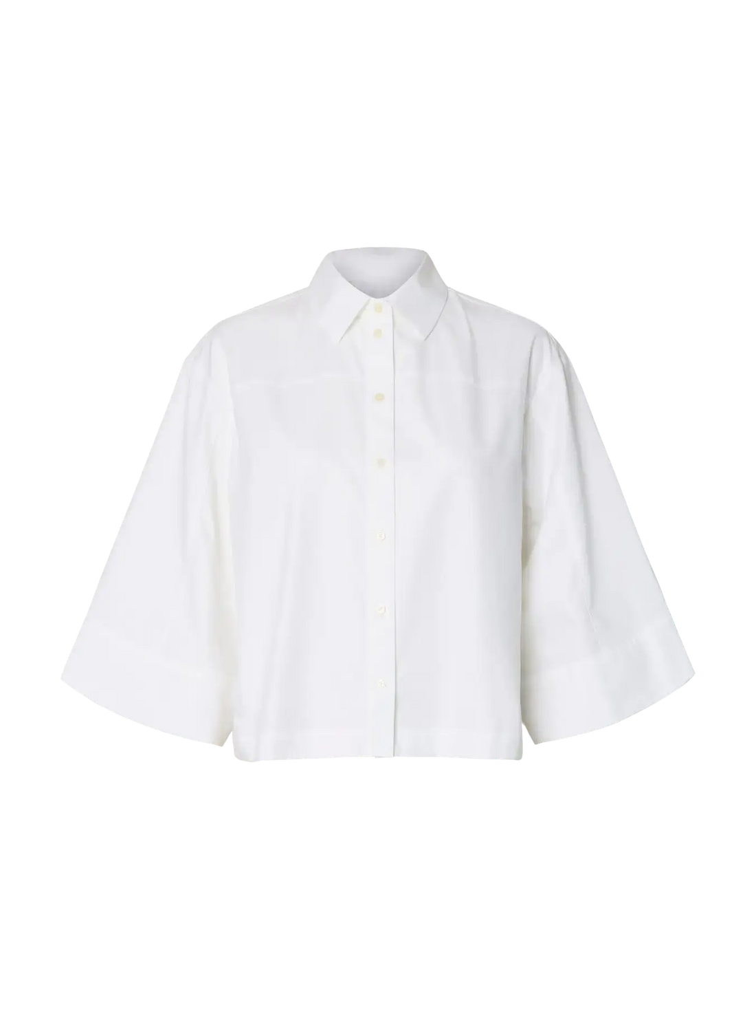 SLFesther Relaxed 3/4 Cropped Shirt - Bright White