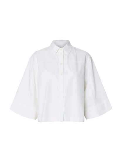 SLFesther Relaxed 3/4 Cropped Shirt - Bright White