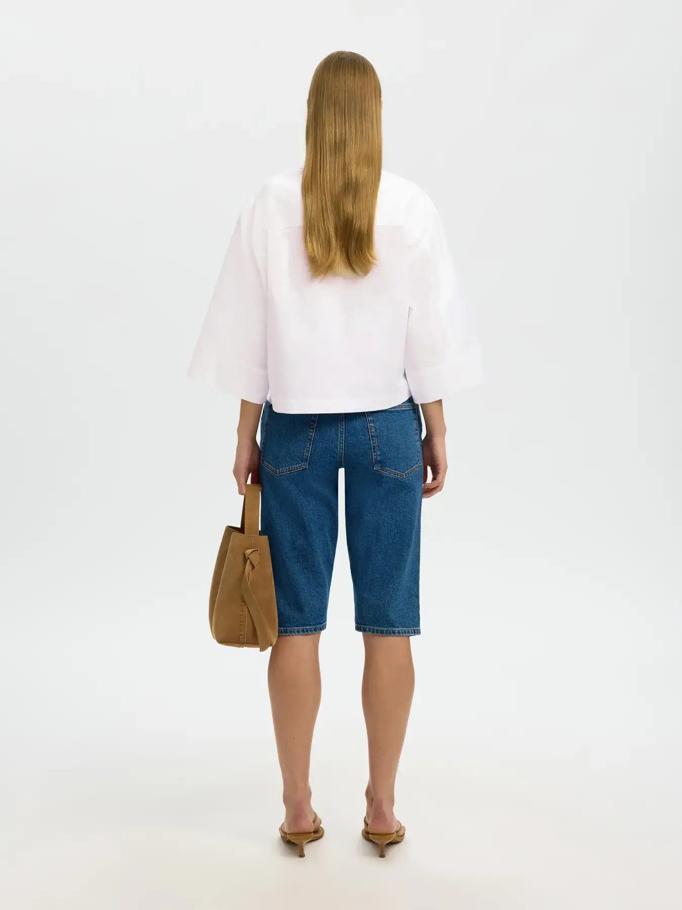 SLFesther Relaxed 3/4 Cropped Shirt - Bright White