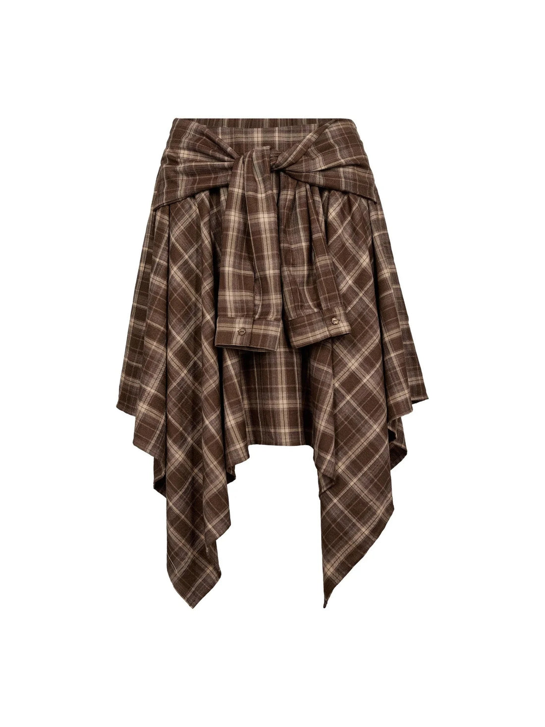 DagnyCC Check Tie Skirt - Brown