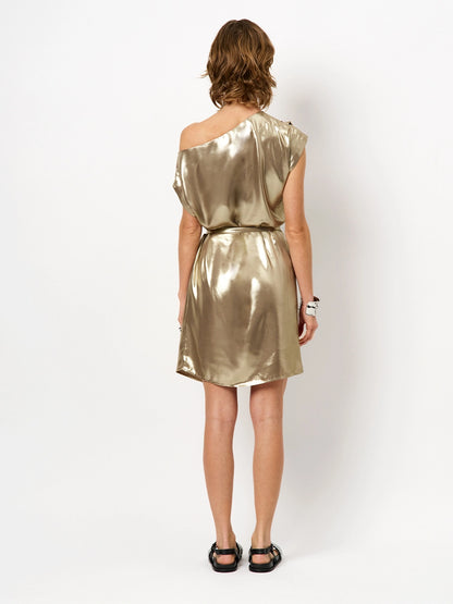 Grayson Metallic Drapey Dress - Gold