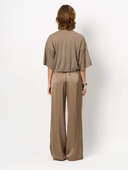 Jules Satin Smart Pants - Stone