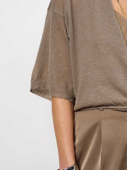 Revel Metallic Cardigan - Stone
