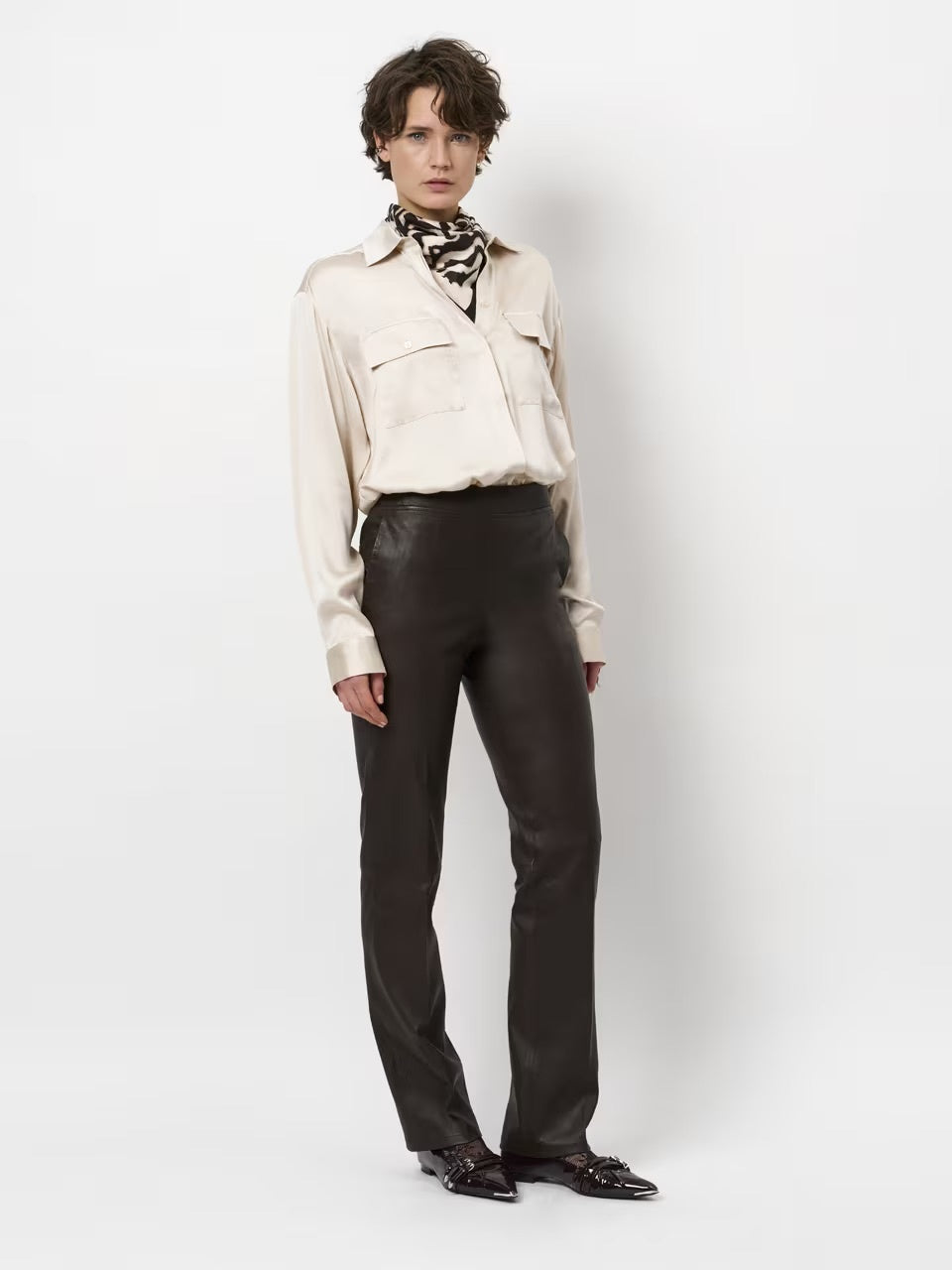 Lova Stretch Leather Pants - Espresso Brown