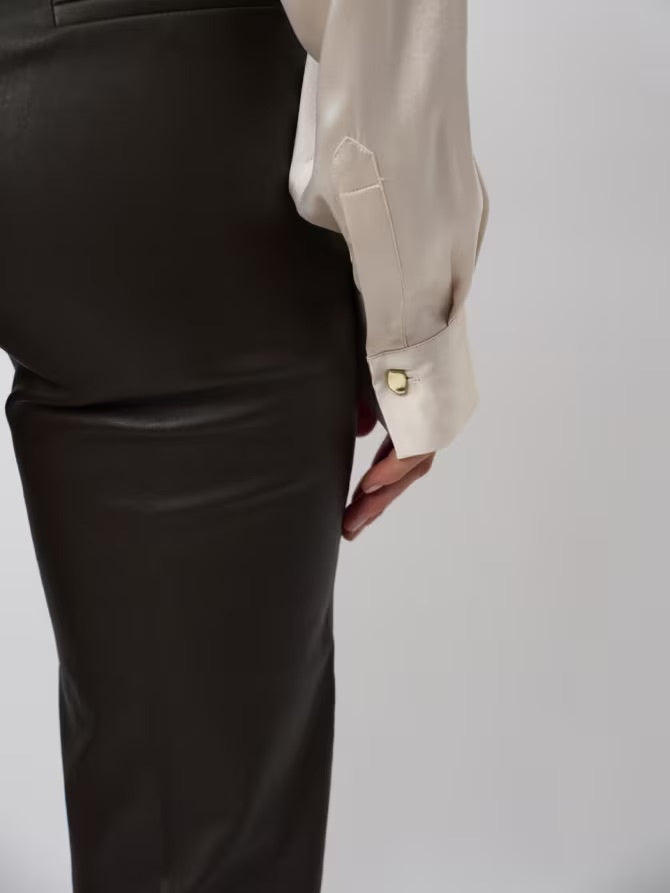 Lova Stretch Leather Pants - Espresso Brown