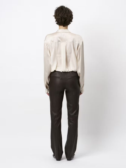 Lova Stretch Leather Pants - Espresso Brown