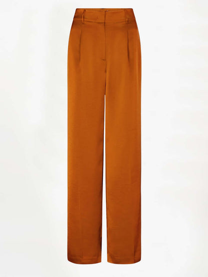 Jules Satin Smart Pants - Sunset Orange