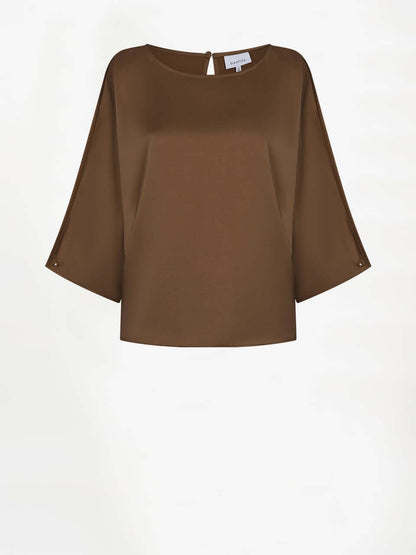 Risette Flowing  Satin Top - Mocha Mouse