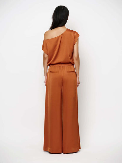Roam Satin Drapey Top - Sunset Orange