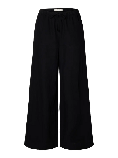 SLFluisa MW Wide Linen Blend Pant - Black