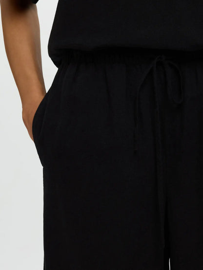 SLFluisa MW Wide Linen Blend Pant - Black