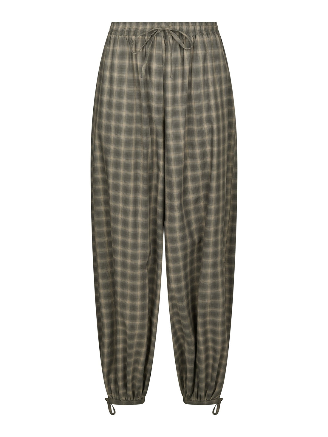 Roxane Balloon Checked Pants - Dusty Army