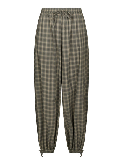 Roxane Balloon Checked Pants - Dusty Army
