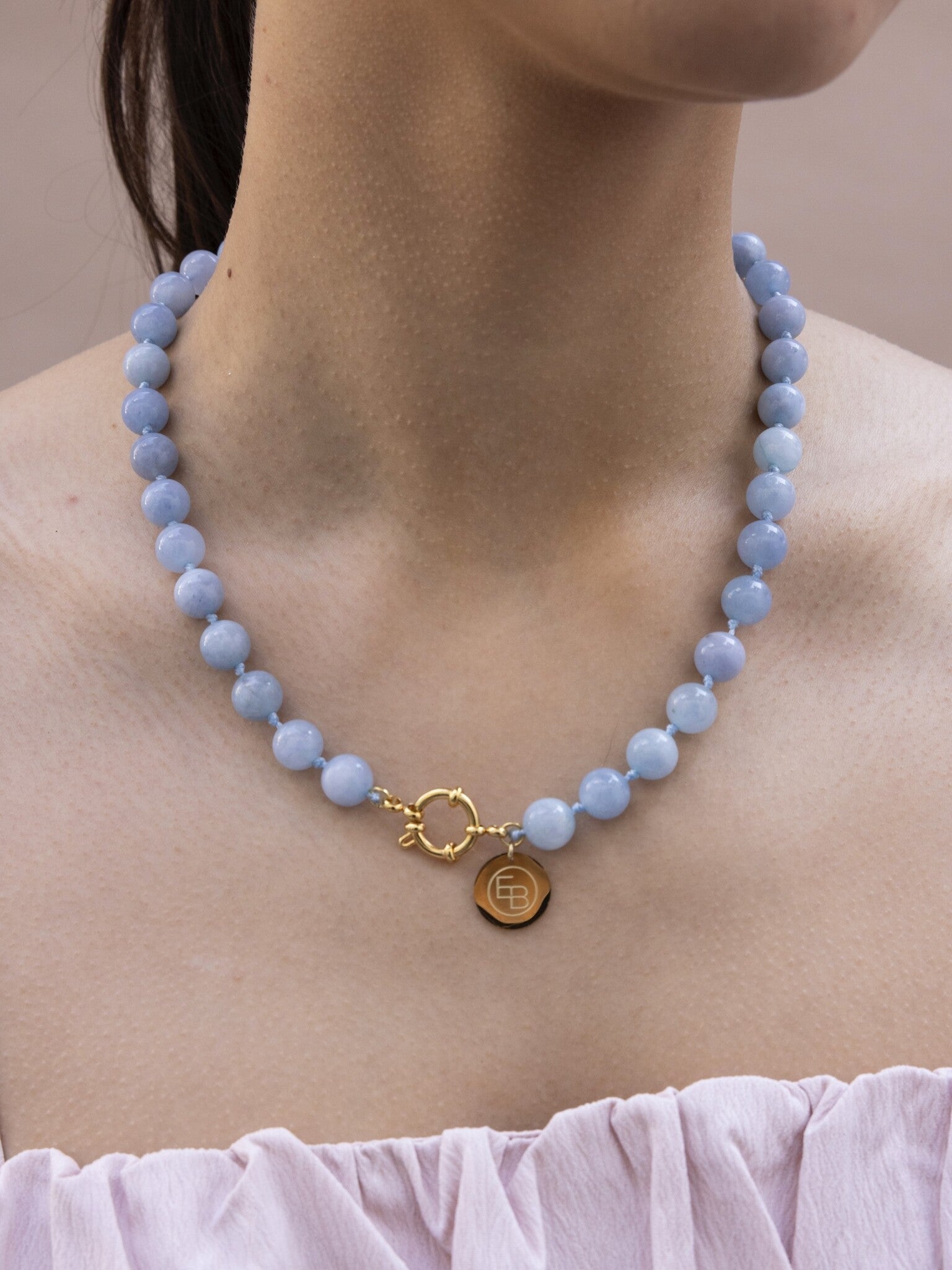 Gemstone ketting licht blauw