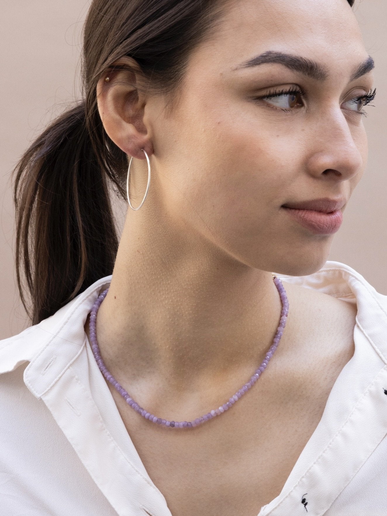 Gemstone ketting lila