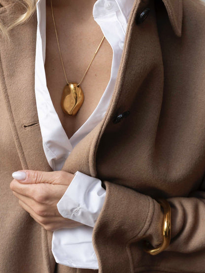 SNAKE KETTING MET GROTE ORGANISCHE HANGER