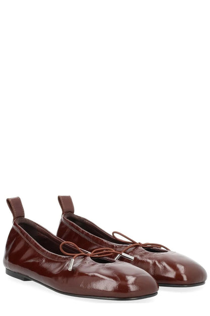 Rosalind Leather Ballet Flats - Patent Brown