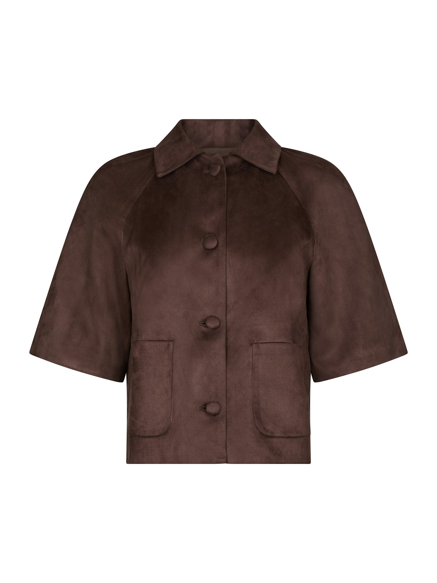 Editta Faux Suede Jacket - Dark Brown