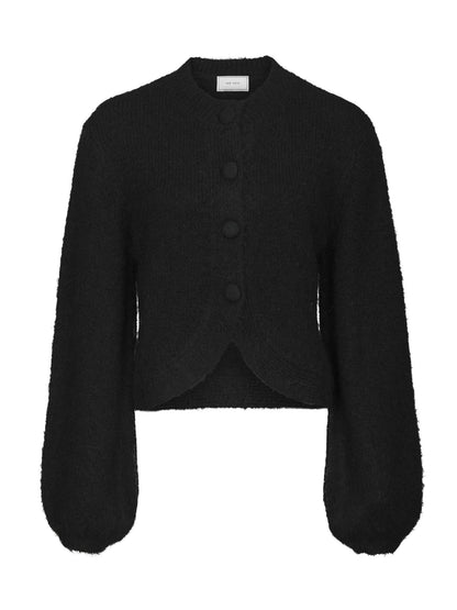 Gio Fluffy Knit Cardigan - Black